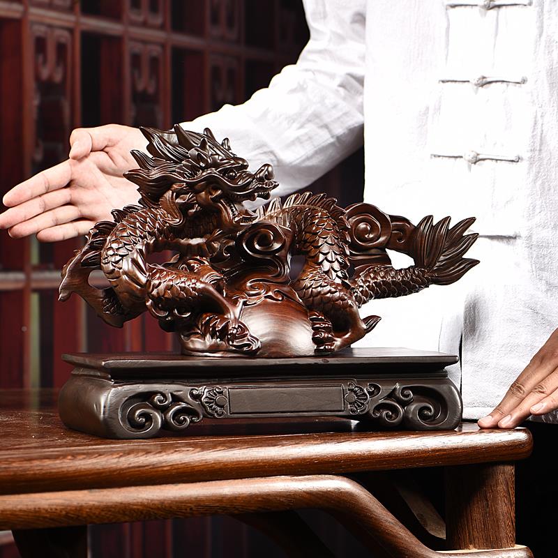 黄花梨雕龙木摆件木雕木质龙形生肖红TWR工艺客品家居厅实木刻装