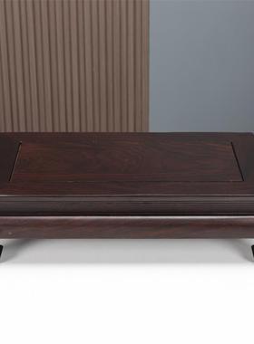 黑檀木红盆木雕刻工艺品佛像摆件长方花形瓶花奇HTMS01头底座实石