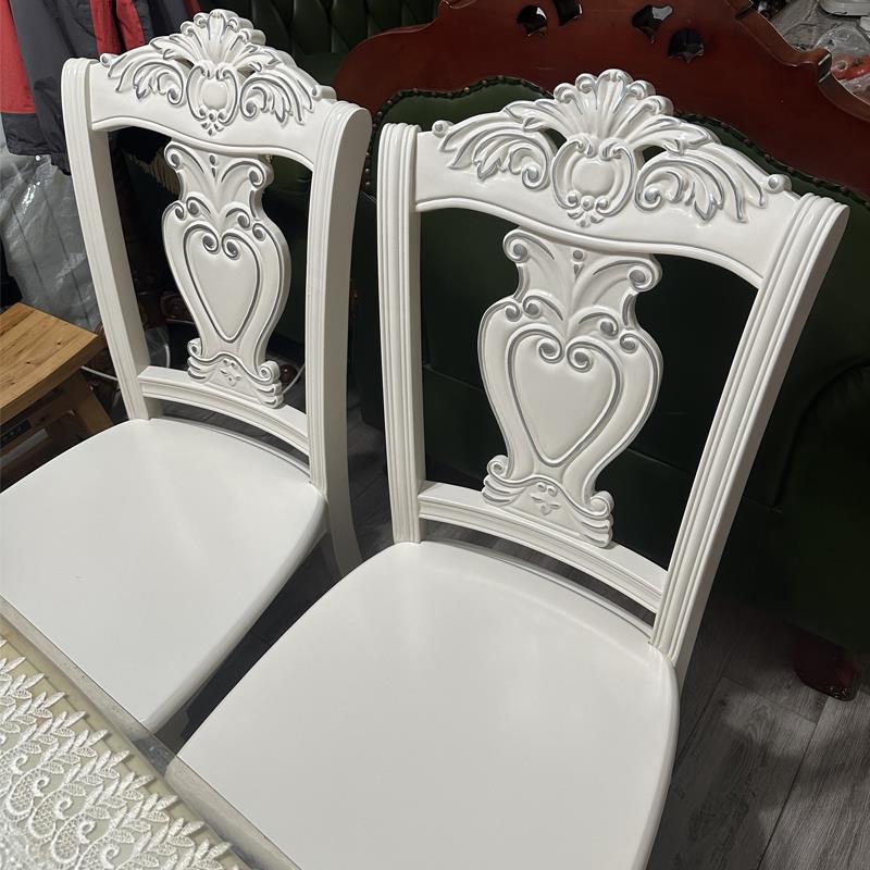 餐橡木椅子靠背凳欧家903用实木花雕餐桌椅现代简约式餐厅白色椅