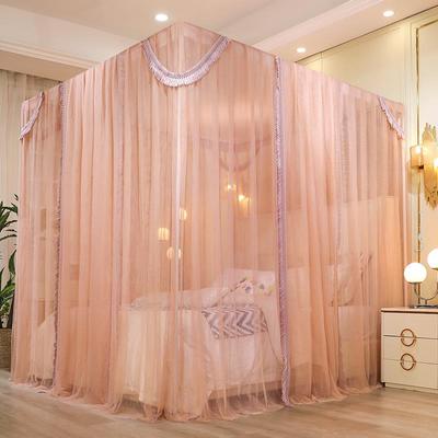 高端流苏床蚊帐三开门防遮光卧尘款室宫00000000廷落幔地加厚加粗
