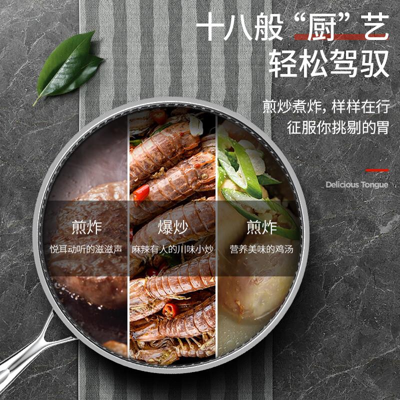 德国316锈钢煎煎锅平底pan不沾不无涂层家用易洁进镬蜂窝饼格洛恩