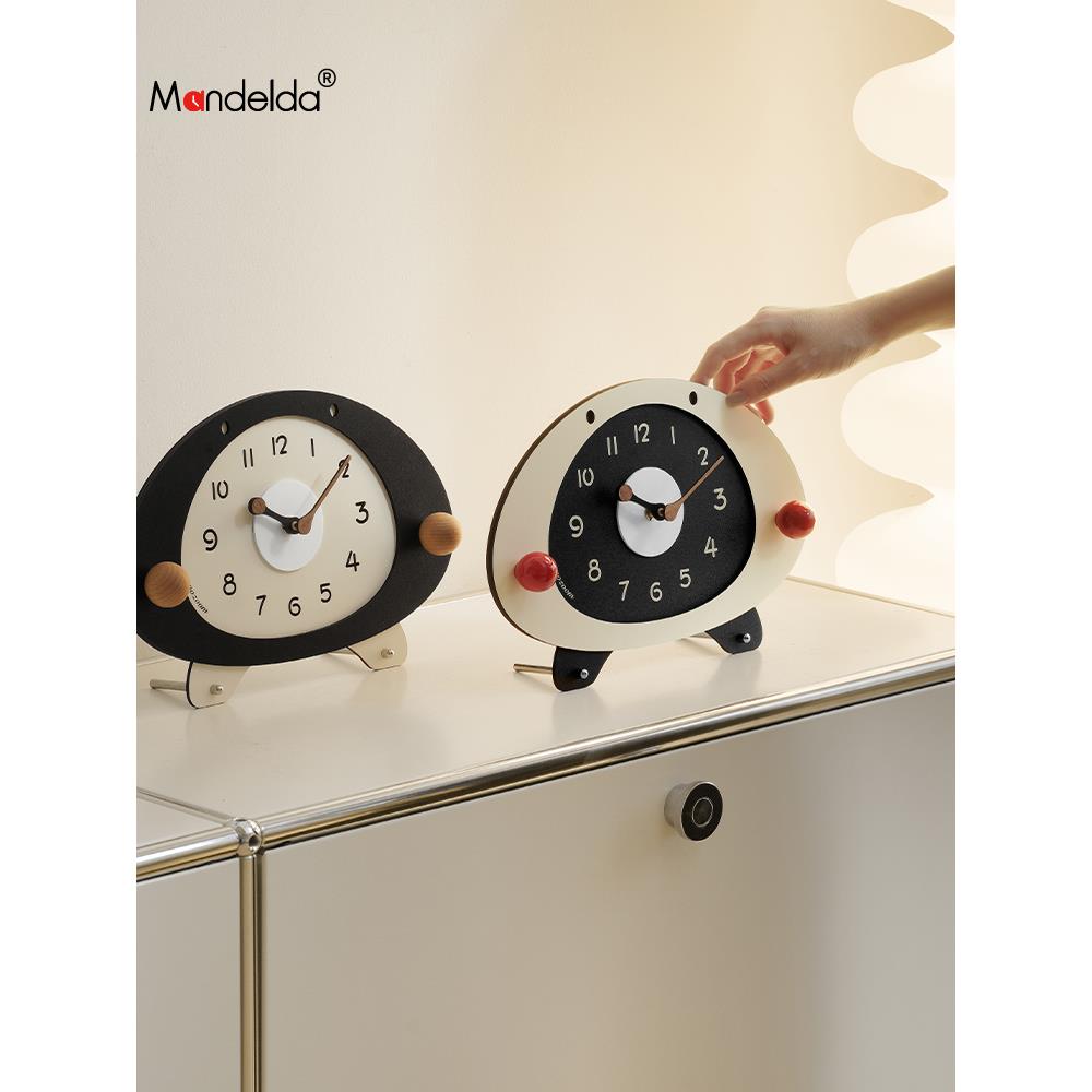 MandedTYOS443a客厅玄关桌面摆家件电视柜台式时l钟居装饰品钟表