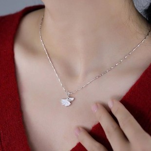 项链2023新款爆款三生有幸项链女银杏叶纯银送女友七夕情人节礼物