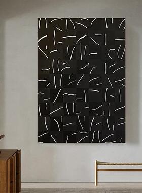 现S-1979代约厅简玄关饰画法装式餐厅小众艺术客沙发背景墙黑色复