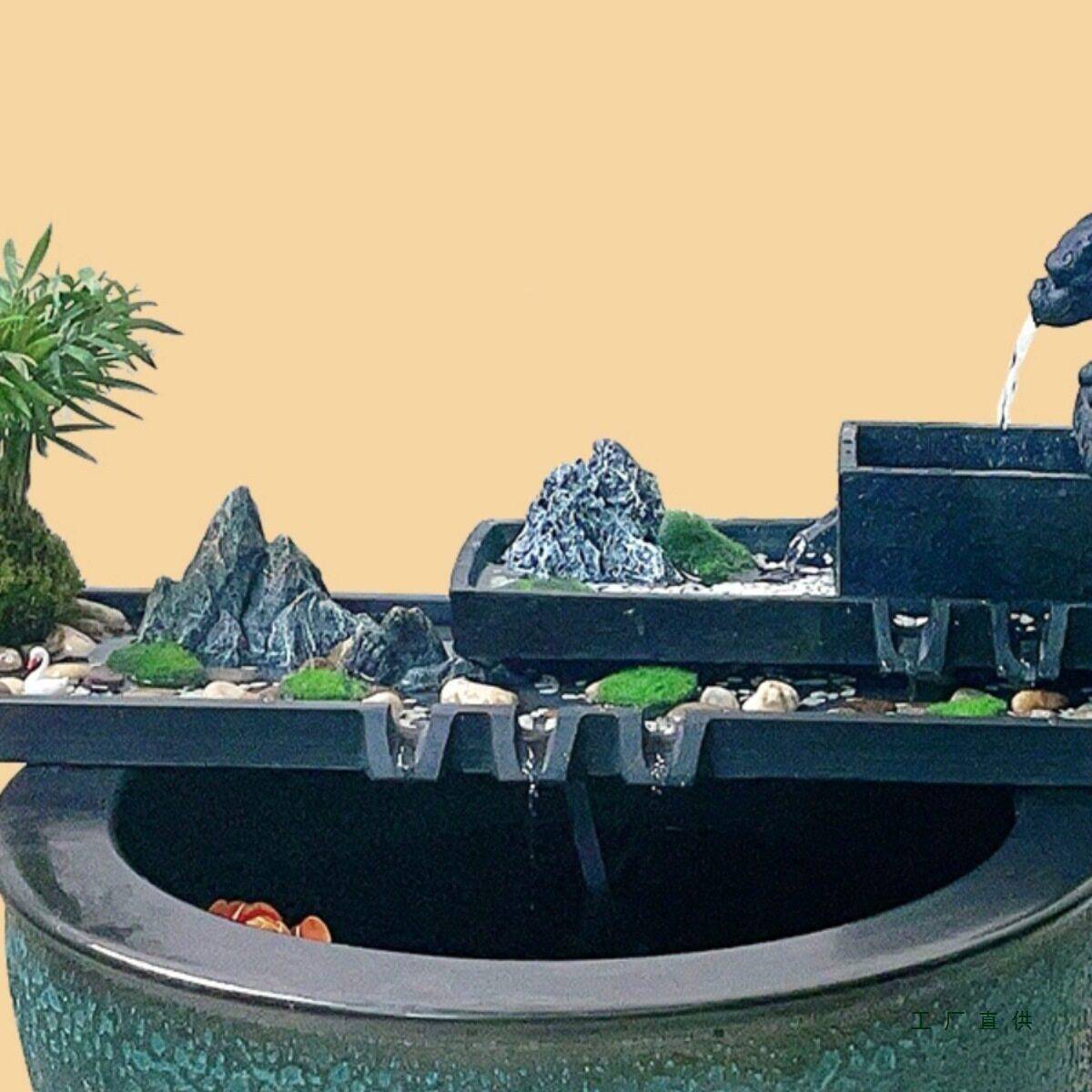 乌金石流水摆水族循中氧过滤器件环鱼缸瓦缸石槽F97M6T95配件式生