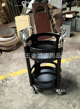 不锈钢圆形餐车吧小车餐厅移酒推动茶车送餐车酒80666店水茶水车