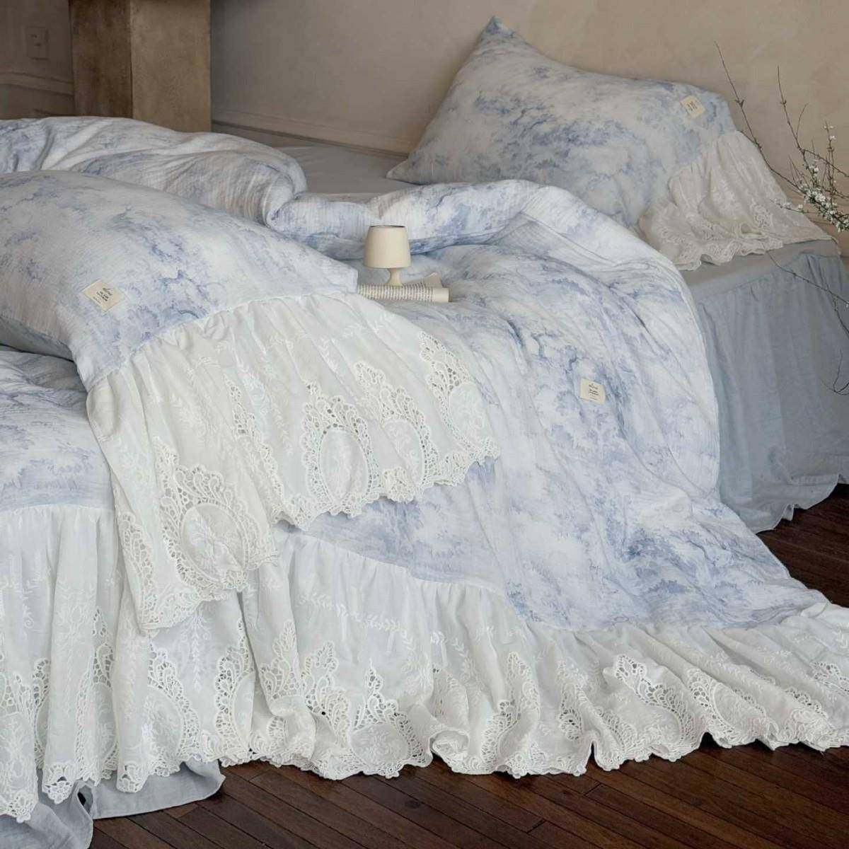 墨雨云间 | 法式浪漫蕾丝花边双层纱纯棉四件套被套床裙床单床品,鲜花速递/花卉仿真/绿植园艺,割草机/草坪机,淘宝优惠券,粉丝福利购,淘宝优惠卷