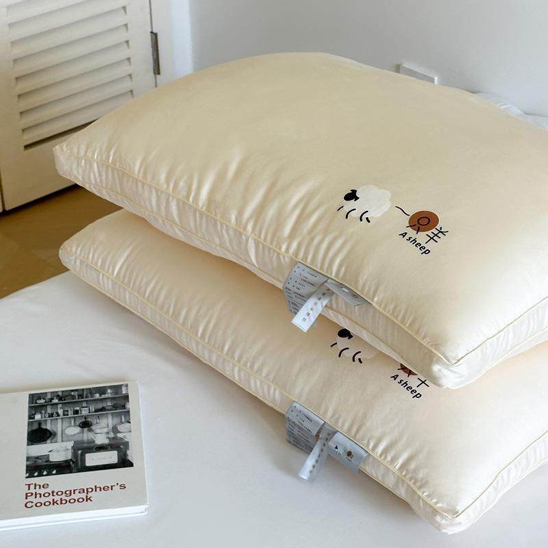 超柔软一只羊羊绒蛋白枕头家用学生枕芯单人蓬松护颈椎单只一对装