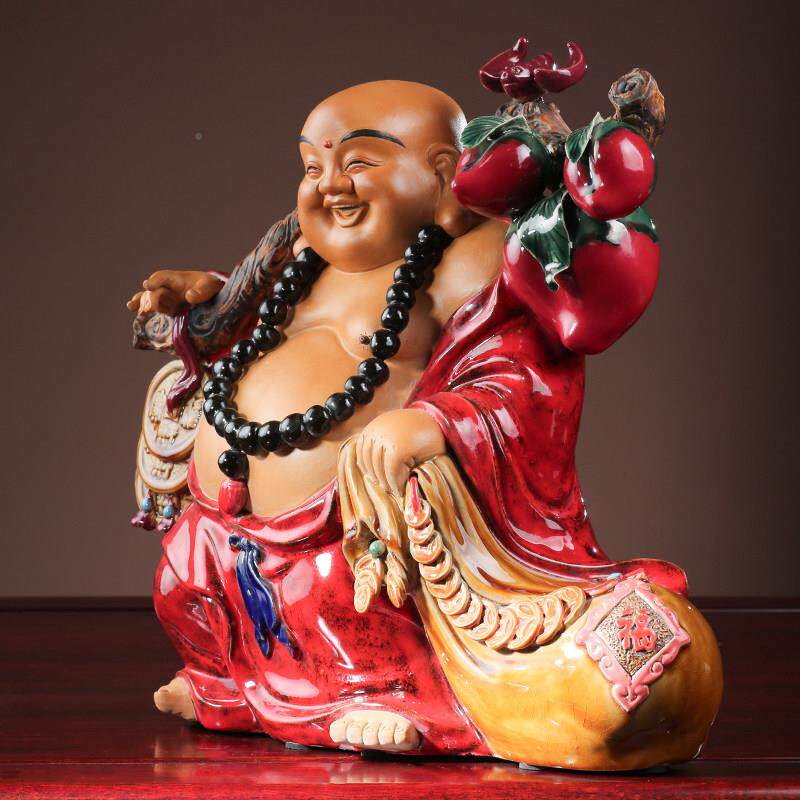 笑佛大肚弥勒财神爷布袋佛客袋袋平安像陶瓷家摆饰居厅玄办公室石