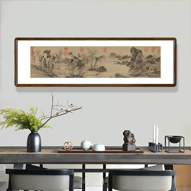 文征明林榭煎茶图国画山水画新中式客厅壁画茶室酒店复古装饰挂画