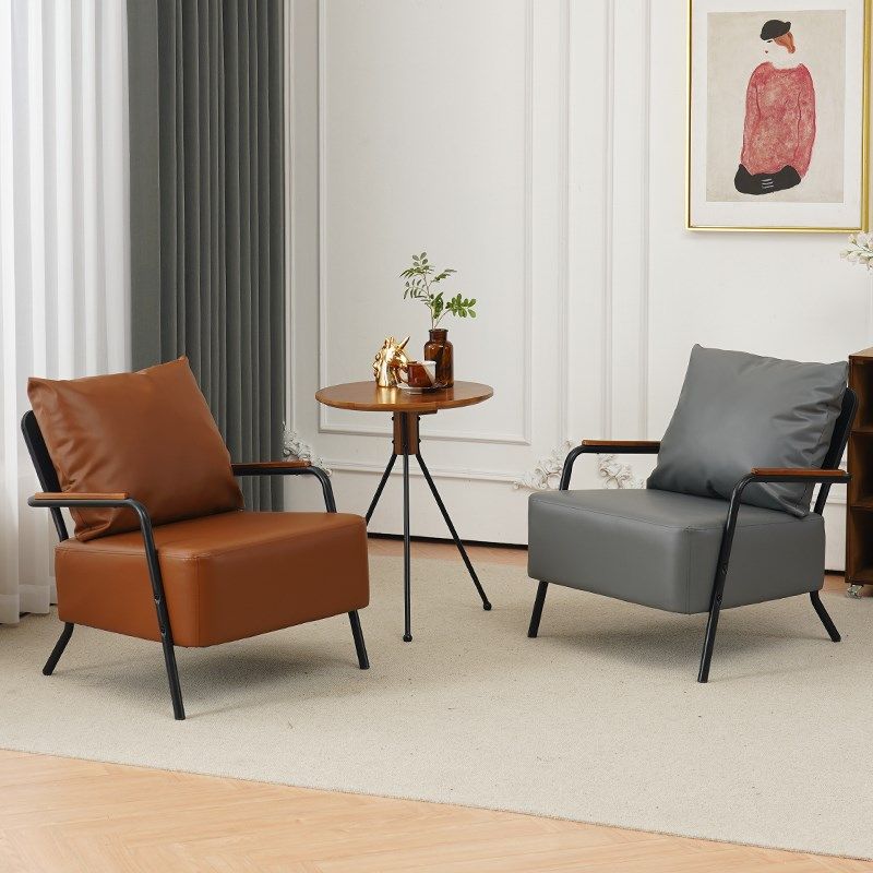 阳台茶桌椅意式极简铁艺单人椅接待卧室休闲复古咖啡椅子一桌两椅