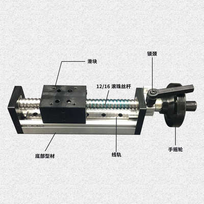 CBX单线轨滚珠丝杆工作台邮包精密模组直线导轨十字手摇台滑锁紧