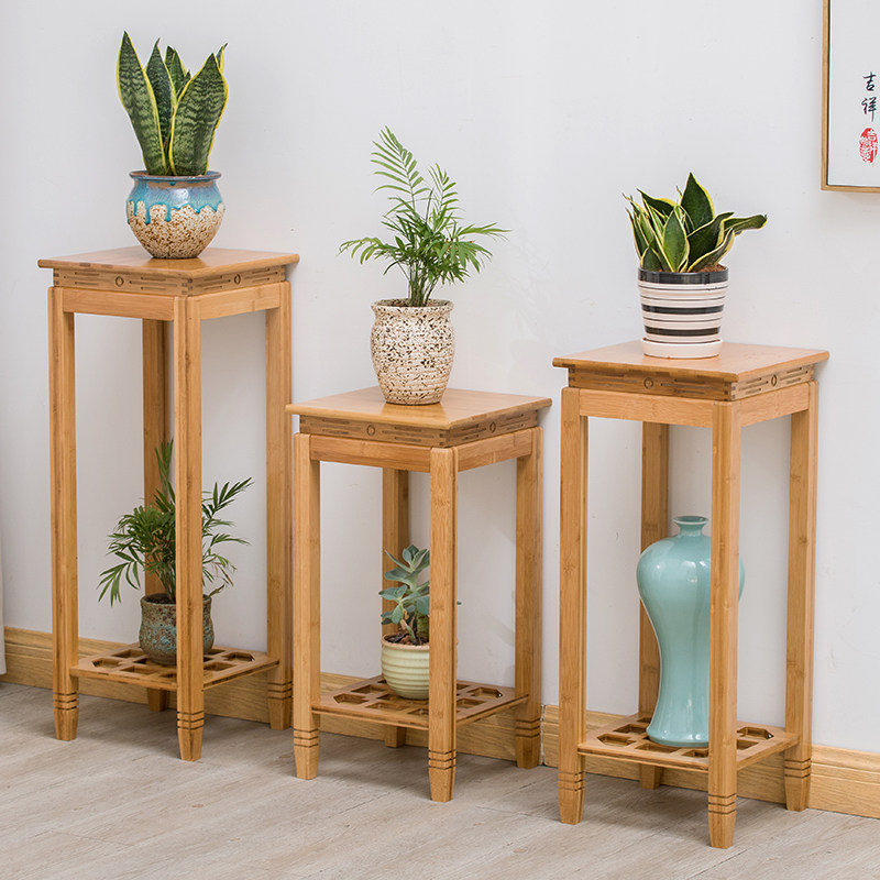 竹花架实木中式客厅室内花盆盆景架花绿吊兰几阳台落地萝置物架子