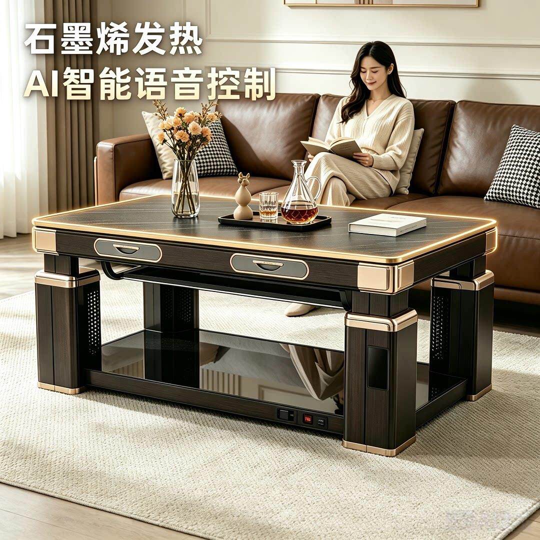 烤火桌子家电用客智能语长音升降烤火茶几电暖炉方JD-888形取厅暖