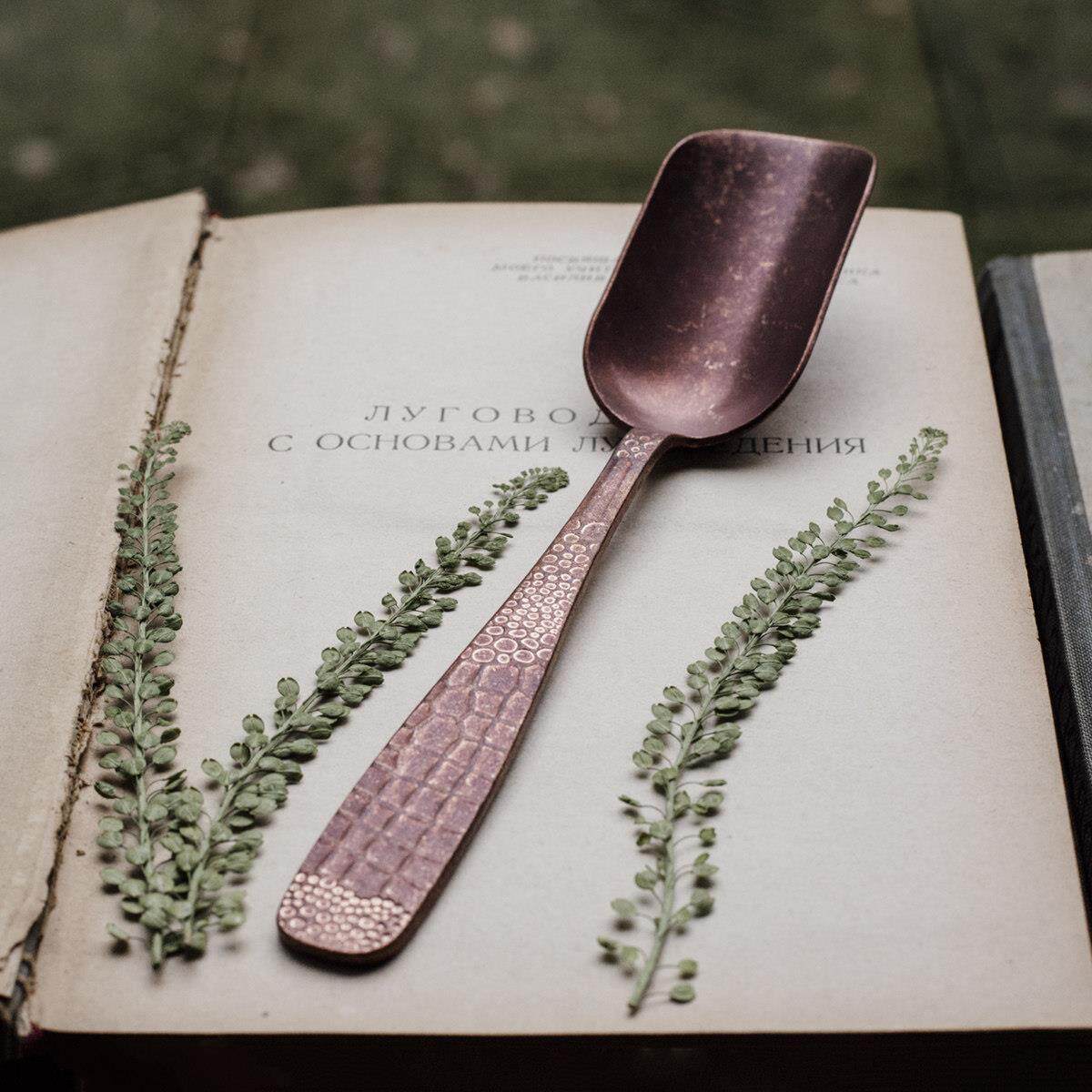 {浅茶&光VKU古合作用纯紫柄铜复}做旧茶铲长茶匙取茶器挖茶器