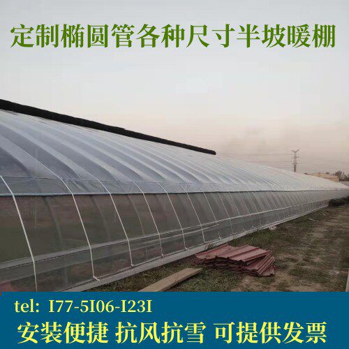 蔬菜种植温室大棚骨架钢管椭圆管保温养殖半坡暖棚连体猪舍牛圈