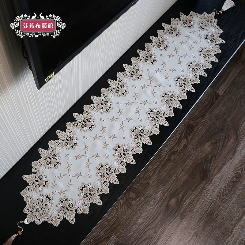 绣花桌旗镂空布艺电视柜五斗柜盖巾台布茶几巾桌垫流苏床旗餐桌布