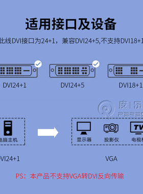 dvi转vga线24+1电脑显示器连接线清台式显卡dvi-i转d-sub转接线