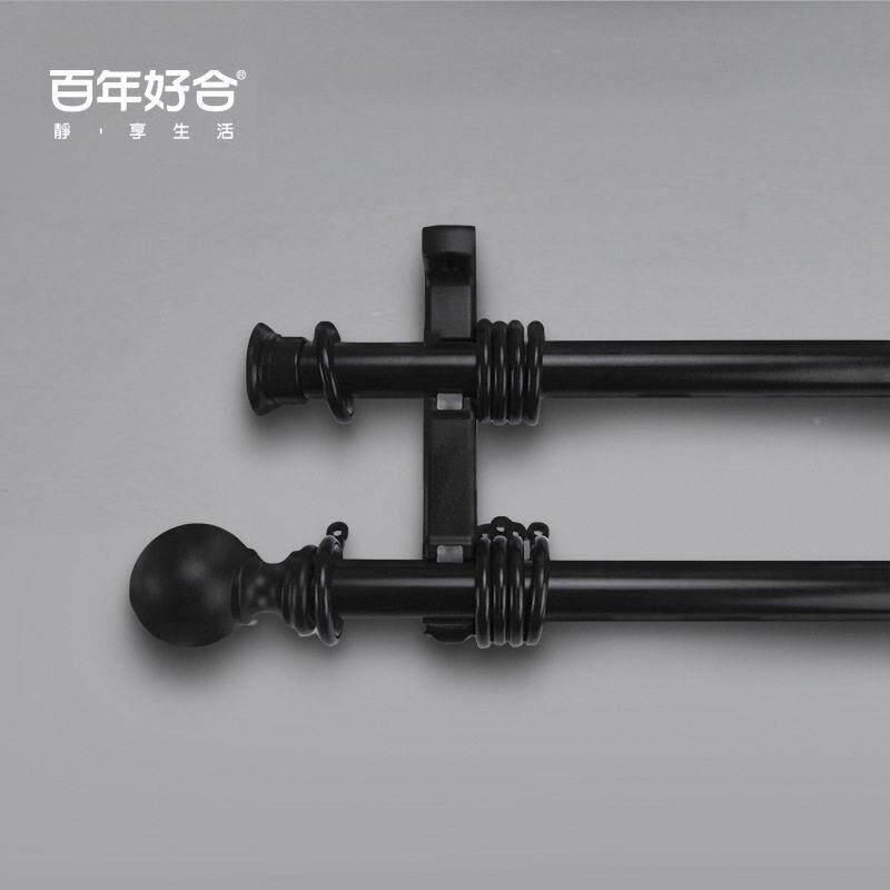 德裕厂家定制北欧约26-88窗简帘滑道厚铝金纯黑合色加窗帘杆罗马
