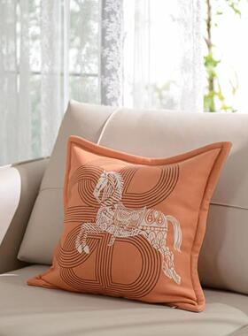 美式柔软细腻透气保暖棉印绒花抱羊枕靠垫沙发卧室靠垫样间板LEJ