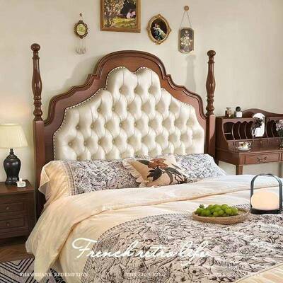 复古床美式实木双人简约软包头安娜床法式卧室73016欧式床实木床