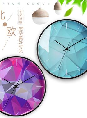 欧insSZHH654D时钟现石代简寸约时北尚金属挂钟12圆形静音客厅办