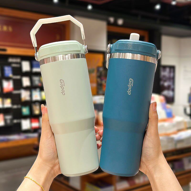 冰霸杯咖啡保温杯男女生高颜值车载保冷杯大号大容量不锈钢吸管杯