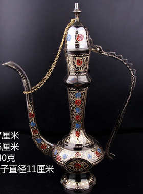 巴基斯坦铜器民族手工艺品酒壶民族把家居装饰壶壶大摆设摆件特色