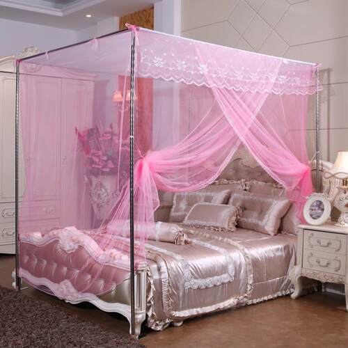 家用蚊帐1.2m1.5米双人床1.8支架加粗加厚单门不锈钢加密落地宫廷