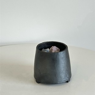 几多黑陶手作三足扩香器小罐子花盆