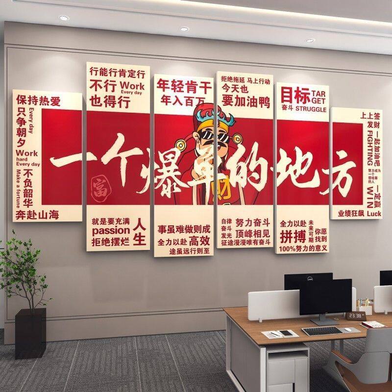 爆单贴纸画企业文化墙面装饰电商销售公司励志标语办公室氛围布置