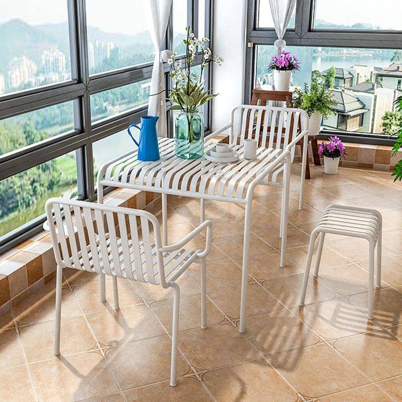 简约户外桌椅铁艺组合庭院阳台休茶几条理长椅靠背套件闲桌椅室外