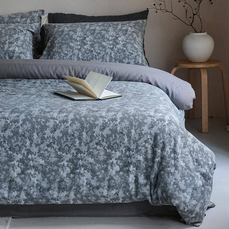 60支纯棉提花四件套简约全棉被套民宿风床单床上用品加大被套床笠