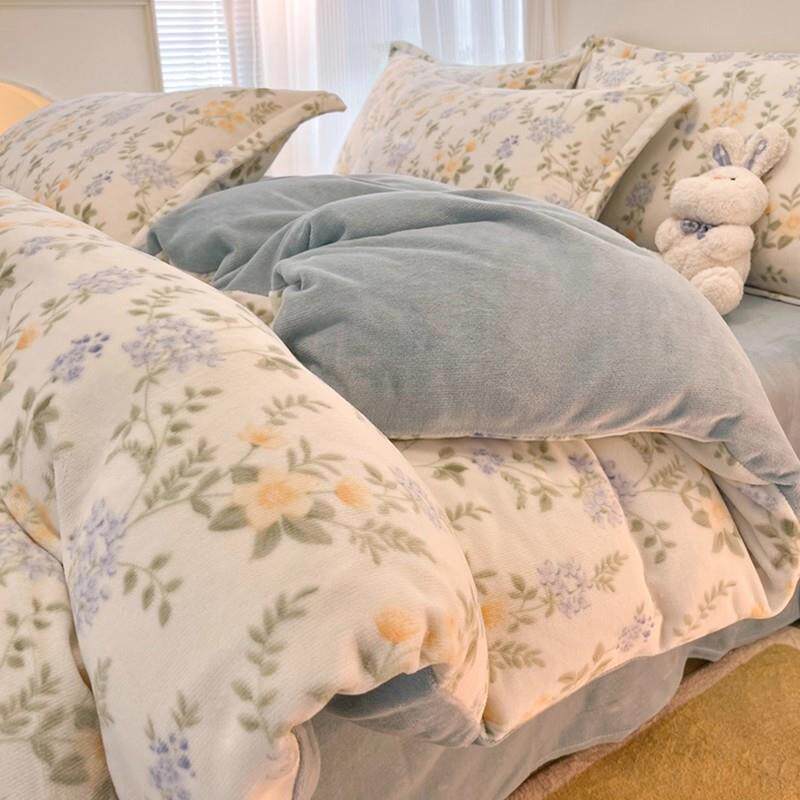 双面牛奶珊瑚绒被套单件150x200x230单人法兰绒冬季加绒被罩床单