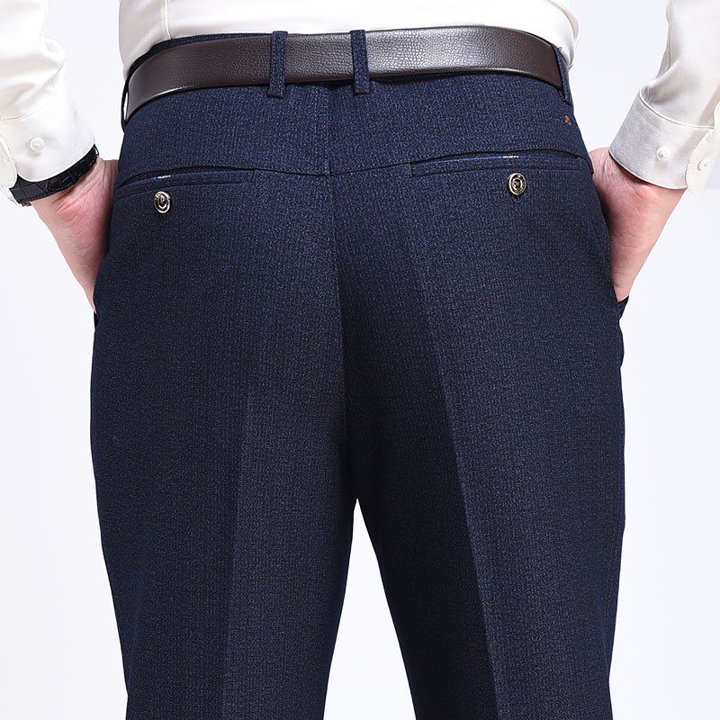 秋冬季加绒加厚款爸爸中老年休闲裤男裤子老人中年人宽松高腰西裤