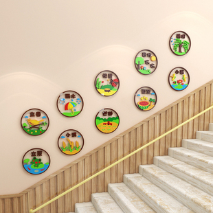 幼儿园二十四节气主题环创布置墙贴画教室楼梯传统文化墙面装饰品