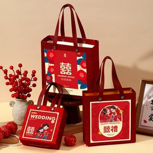 结婚喜糖盒新款抽屉式手提糖果盒回礼盒糖果袋伴手礼结婚装糖盒子