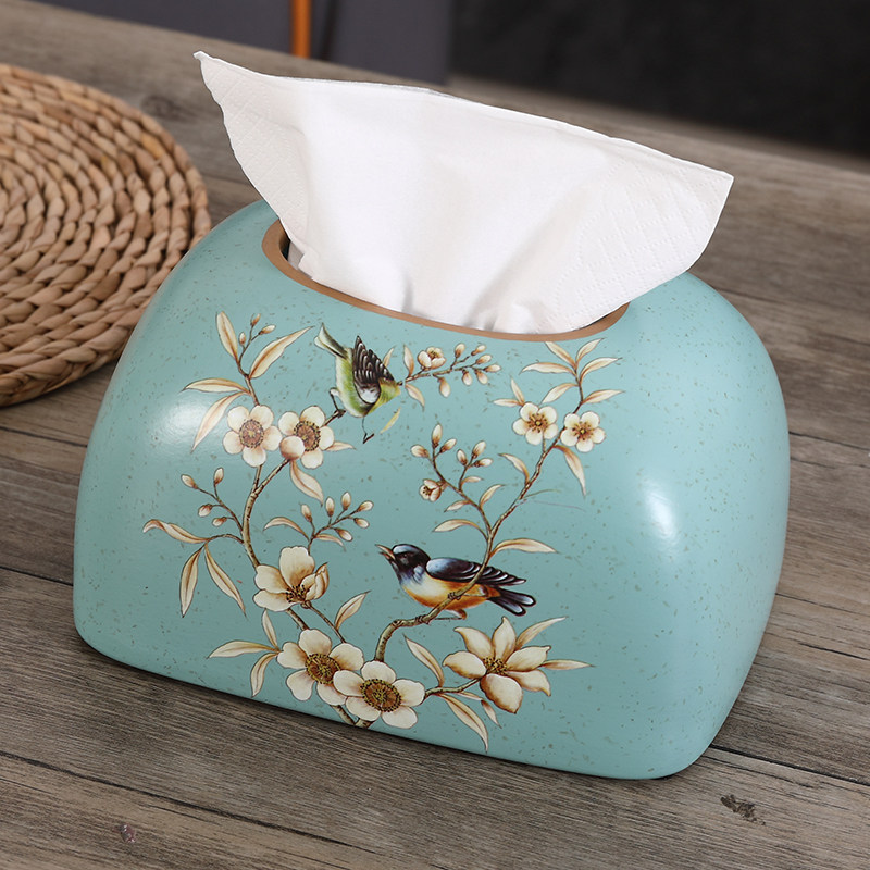 美式蓝莺花开系列摆件茶几创意收纳纸巾盒客厅新家装饰品果盘套装,家居饰品,装饰纸巾盒,淘宝优惠券,粉丝福利购,淘宝优惠卷