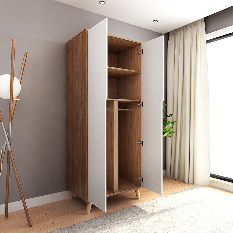 双开门卧室整体衣柜 定制多功能家用小户型组合两门收纳木质衣橱