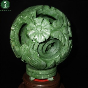 镂空天然玉石头雕刻球手玩保健同心球鬼工玲珑球路路通转运球摆件