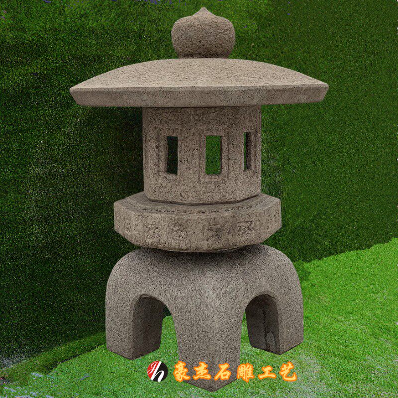 仿古石灯天然石户外石头灯园林景观灯日式庭院石灯笼石雕摆件灯