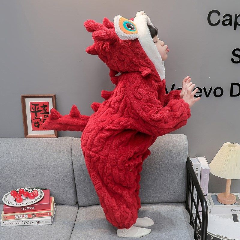 女童年服睡衣秋冬连体珊瑚绒儿童卡通加厚家居服爬服宝宝防踢睡袋