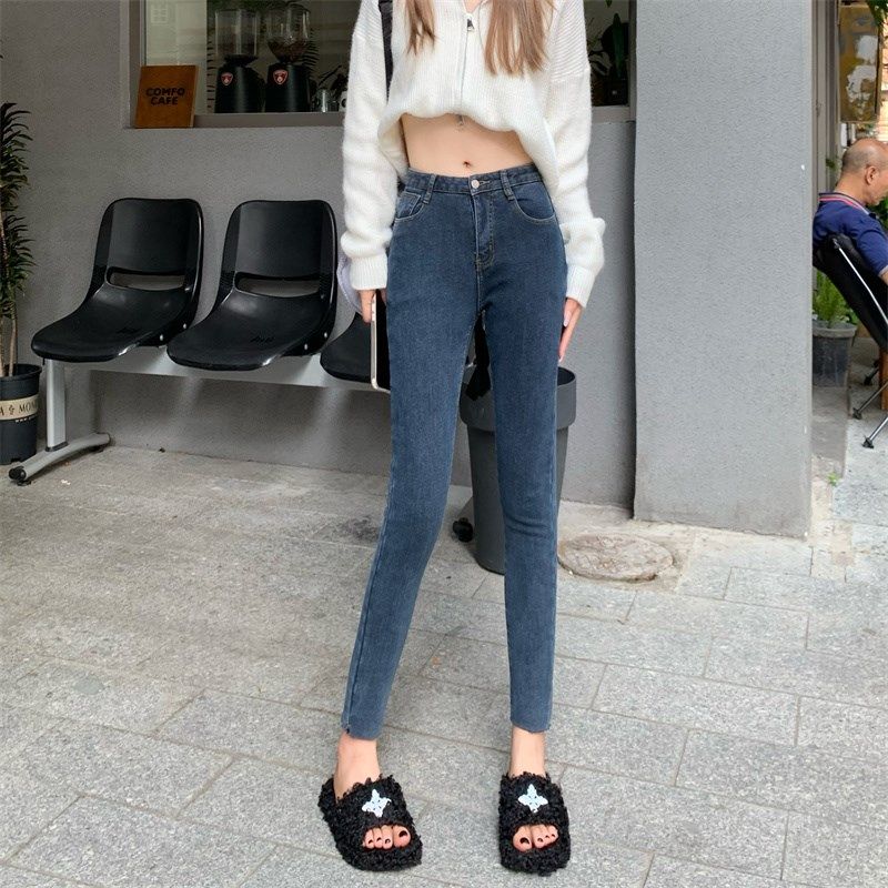 小个子裤子145cm九分小脚牛仔裤XS码女150百搭高腰弹力紧身八分裤