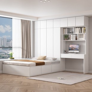 衣柜床一体榻榻米床卧室多功能儿童储物床书桌组合实木全屋可定制