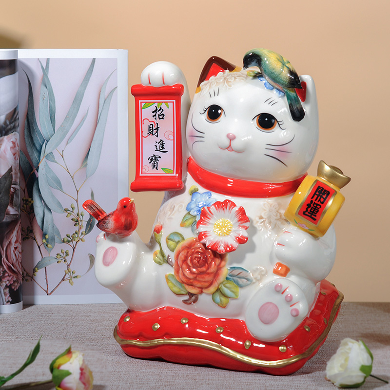 招财猫存钱罐陶瓷家居摆件玄关装饰品可爱日式储钱罐喜庆礼物