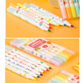 6新款 双头学生标记笔记重点圈划线彩色记号荧光笔 天好白领色套装