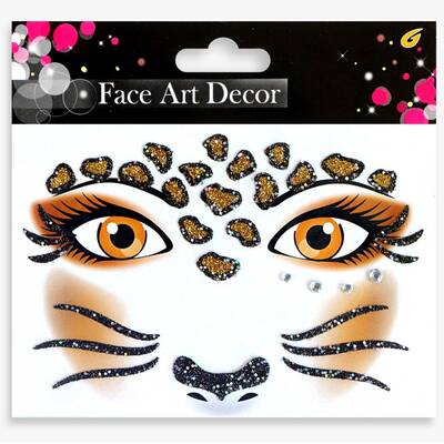 豹子脸贴节日派对舞台化妆贴纸圣诞节狂欢用品道具100张每套豹纹
