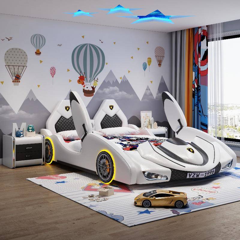 TYQ65儿童床男孩汽车床多功能男童跑车皮床实木2024新款男生1米5