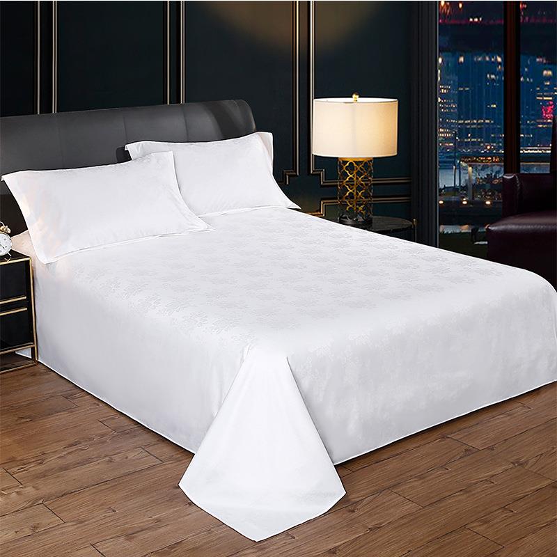 宾馆酒店全棉60提花贡缎床单纯棉羽毛花凤尾花水波纹床罩床单