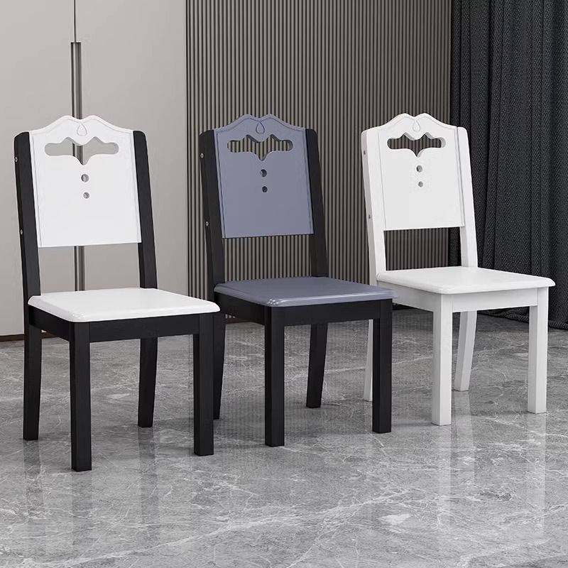 实木椅子餐椅家用凳子靠背椅中式现代简约白色酒店餐厅吃饭餐桌椅